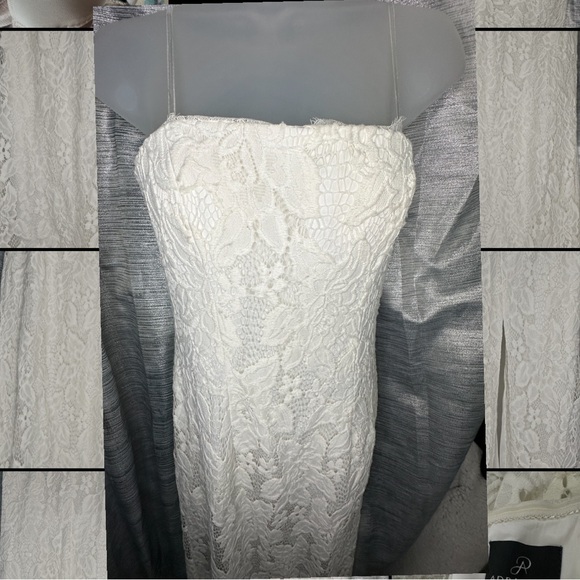 Adrianna Papell White Lace, Strapless Bodycon Long Wedding Gown Dress ~ Size 4 - Picture 7 of 11